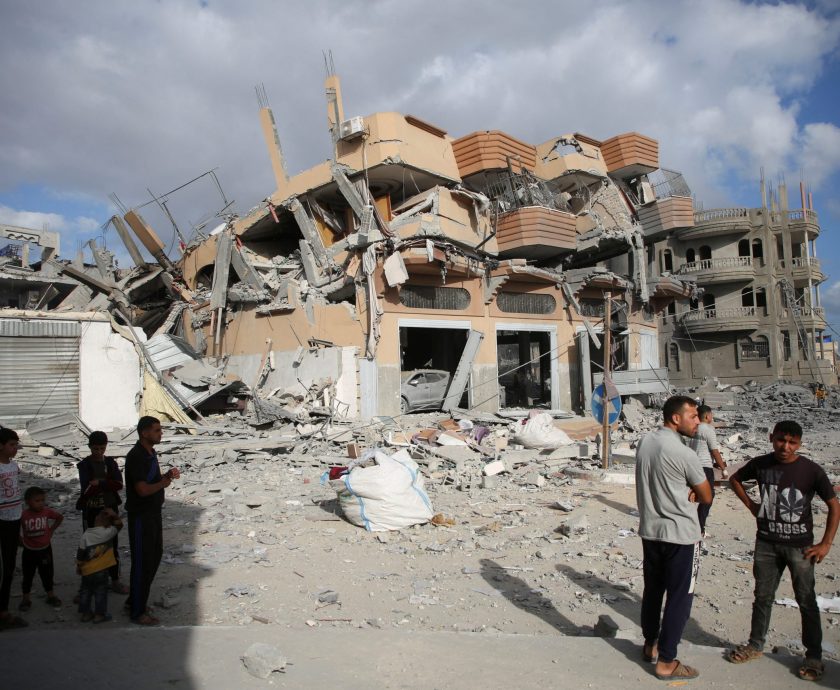 Site of Israeli strikes on houses, in Khan Younis in the southern Gaza Strip